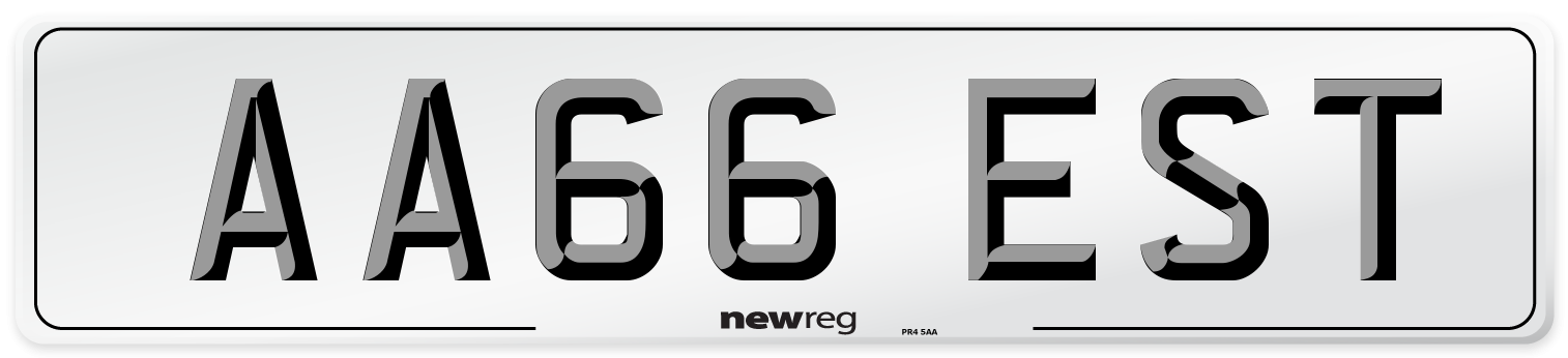 AA66 EST Number Plate from New Reg